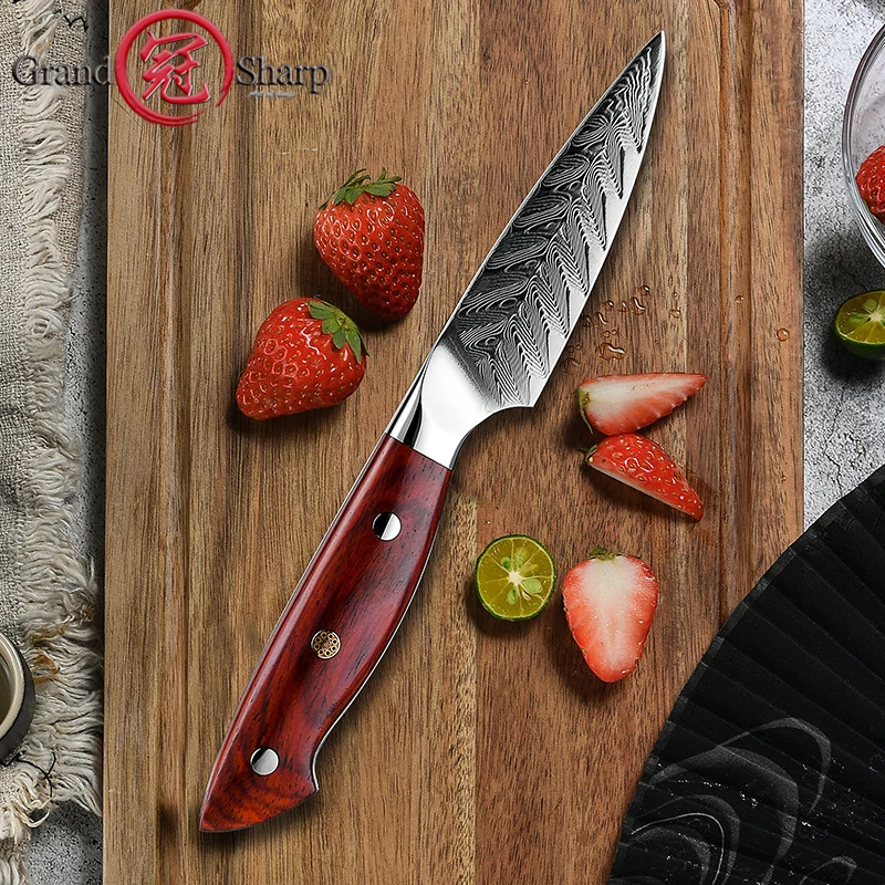 

3.5 Inch Damascus Paring Knife vg10 Japanese Carbon Steel Fruit Peeler Kitchen Knives Vegetable Cutter Cooking Tools Grandsharp