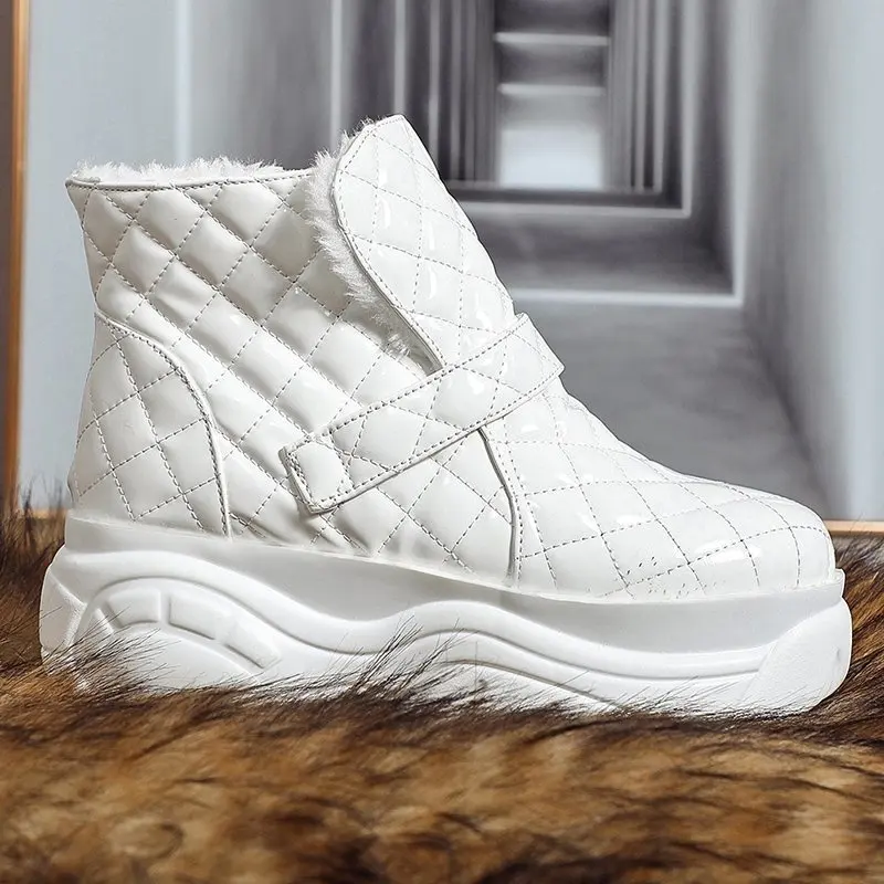 Women Snow Boots Thick Sole Patent Leather High Platform Ankle Boot 7CM Chunky Sneakers Warm Plush Winter Shoes Woman
Women Snow Boots Thick Sole Patent Leather High Platform Ankle Boot 7CM Chunky Sneakers Warm Plush Winter Shoes Woman