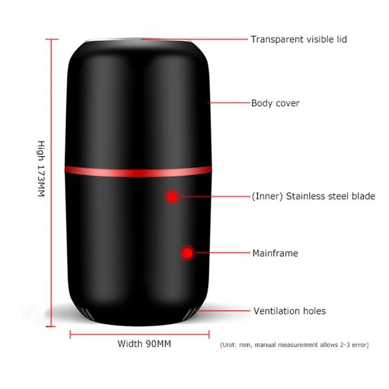 Mini Electric Coffee Grinder Multifunction Kitchen Salt Pepper Grinder Household Powerful Beans Herbs Spice Nuts Mill Machine
Mini Electric Coffee Grinder Multifunction Kitchen Salt Pepper Grinder Household Powerful Beans Herbs Spice Nuts Mill Machine