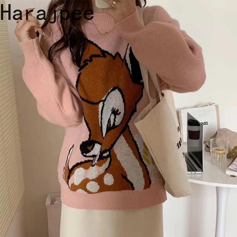 Harajpee Sweet Sweater 2021 Autumn Winter New Loose Leisure Cartoon Fawn Sweaters Women's Long Sleeve Pullover Top Fashion
Harajpee Sweet Sweater 2021 Autumn Winter New Loose Leisure Cartoon Fawn Sweaters Women's Long Sleeve Pullover Top Fashion