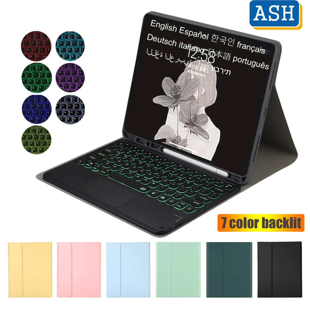 ASH 7 Color Backlit Touchpad Keyboard Case For Samsung Galaxy Tab S7 FE S7 Plus Folio PU Leather with Pencil Holder Stand Cover
ASH 7 Color Backlit Touchpad Keyboard Case For Samsung Galaxy Tab S7 FE S7 Plus Folio PU Leather with Pencil Holder Stand Cover