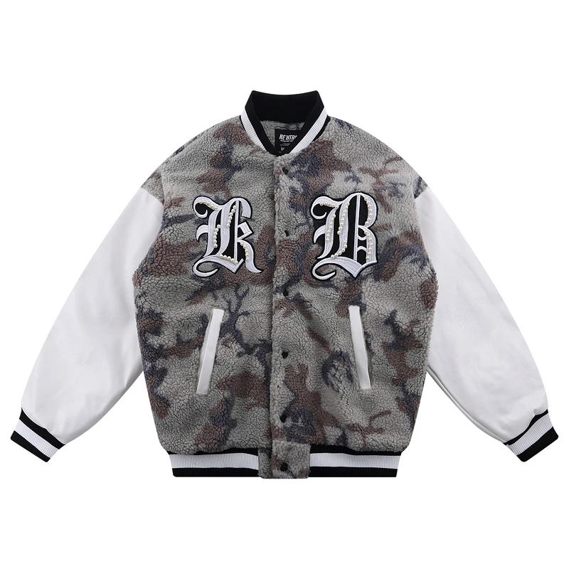 Mens Harajuku Camouflage Thick Lamb Wool Baseball Coats Winter Unisex PU Leather Patchwork Bomber Jacket Oversize Streetwear Top
Mens Harajuku Camouflage Thick Lamb Wool Baseball Coats Winter Unisex PU Leather Patchwork Bomber Jacket Oversize Streetwear Top
