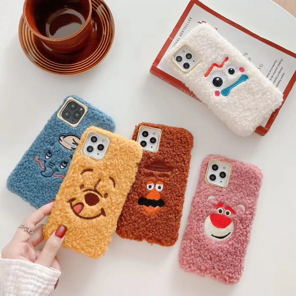Новый стиль для iphone11Pro милый вышитый медведь вилка Картофельная борода плюшевый