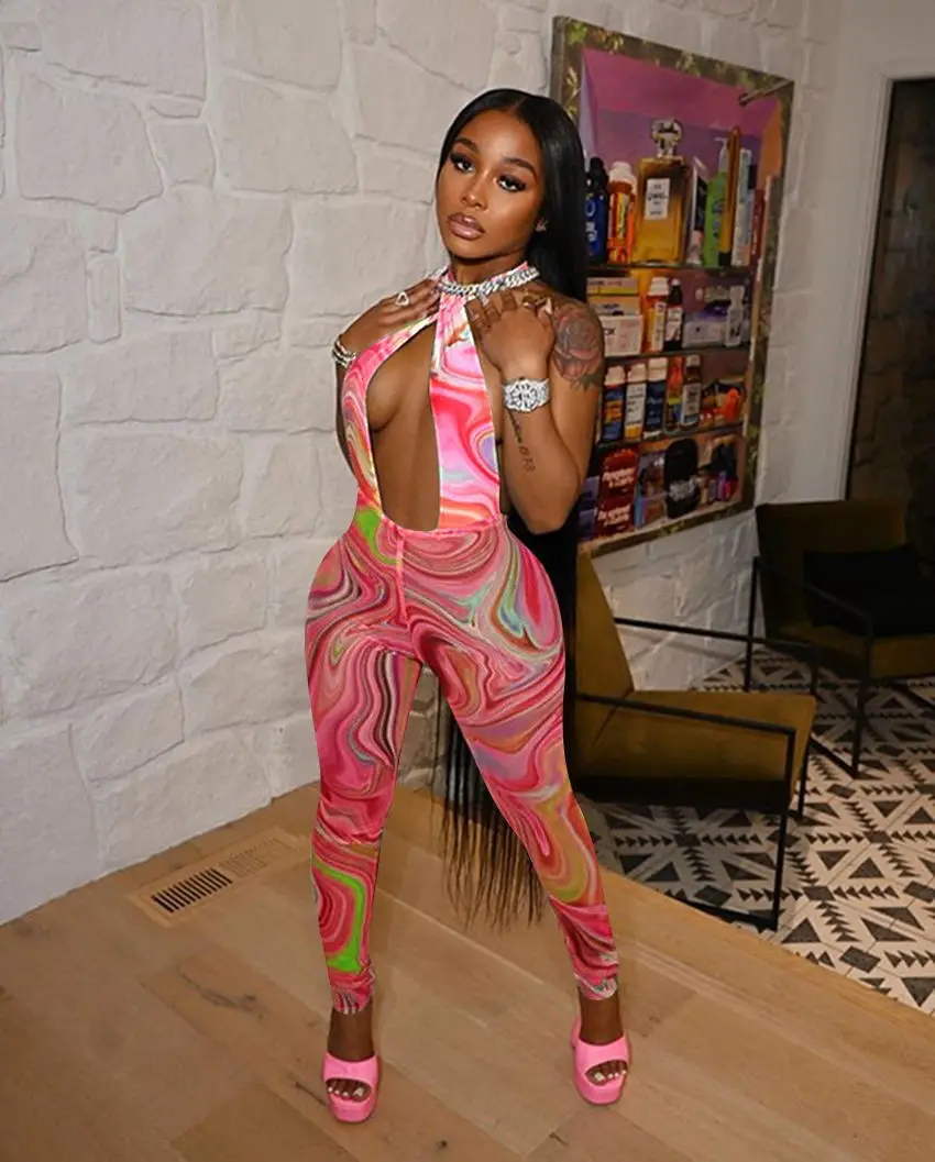 Echoine Tie Dye Print Wrap V-neck Halter Jumpsuit Sleeveless Backless Sexy Bodycon Party Club Outfits Skinny Elegant Rompers
Echoine Tie Dye Print Wrap V-neck Halter Jumpsuit Sleeveless Backless Sexy Bodycon Party Club Outfits Skinny Elegant Rompers