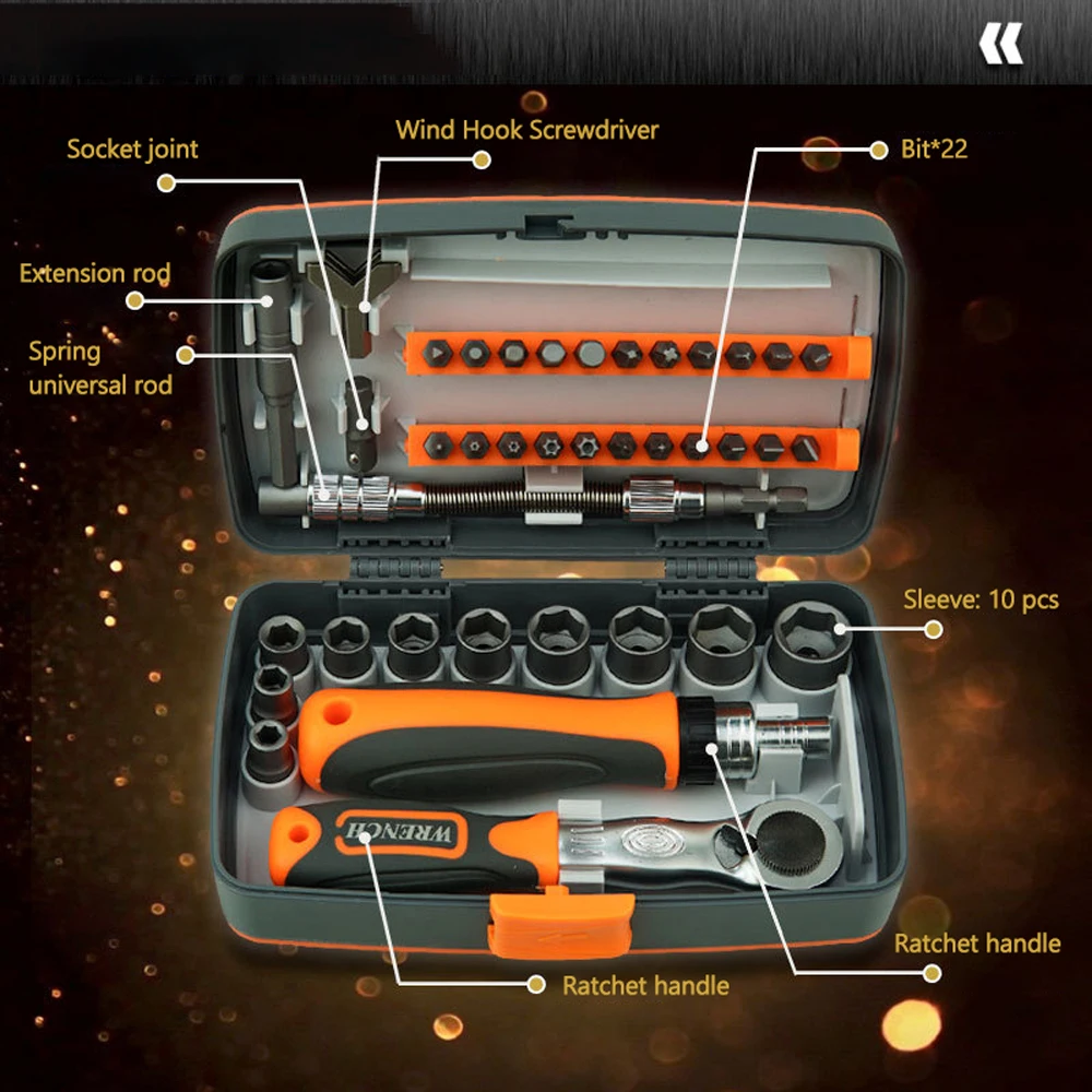 38 in 1 Household Labor Saving Ratchet Screwdriver Bit Set Tool Kit Hardware Tools Combination Wrenches Toolbox Hand Tool Sets
38 in 1 Household Labor Saving Ratchet Screwdriver Bit Set Tool Kit Hardware Tools Combination Wrenches Toolbox Hand Tool Sets