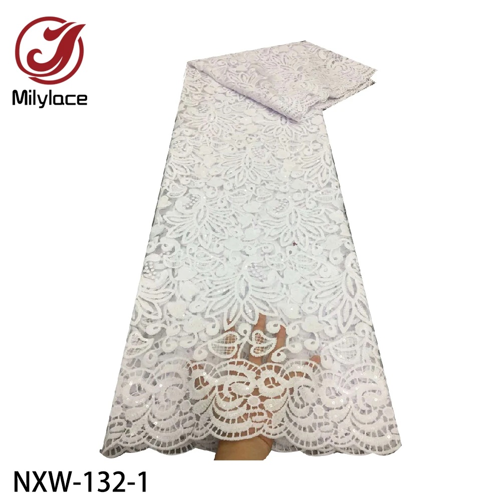 Pure White French African Lace Fabric Sequined Tulle Nigerian Mesh Lace Fabric for Wedding Dress NXW-132
Pure White French African Lace Fabric Sequined Tulle Nigerian Mesh Lace Fabric for Wedding Dress NXW-132