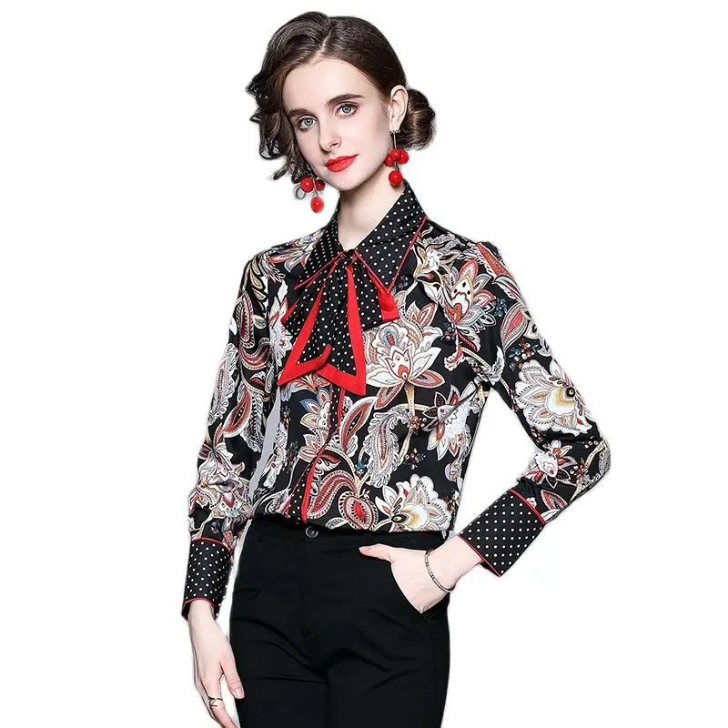 Vintage Floral Runway Shirt Autumn 2021 Women Elegant Tie Flowers Bow Office Printed Blouses Slim Ladies Button Up Shirts Tops
Vintage Floral Runway Shirt Autumn 2021 Women Elegant Tie Flowers Bow Office Printed Blouses Slim Ladies Button Up Shirts Tops