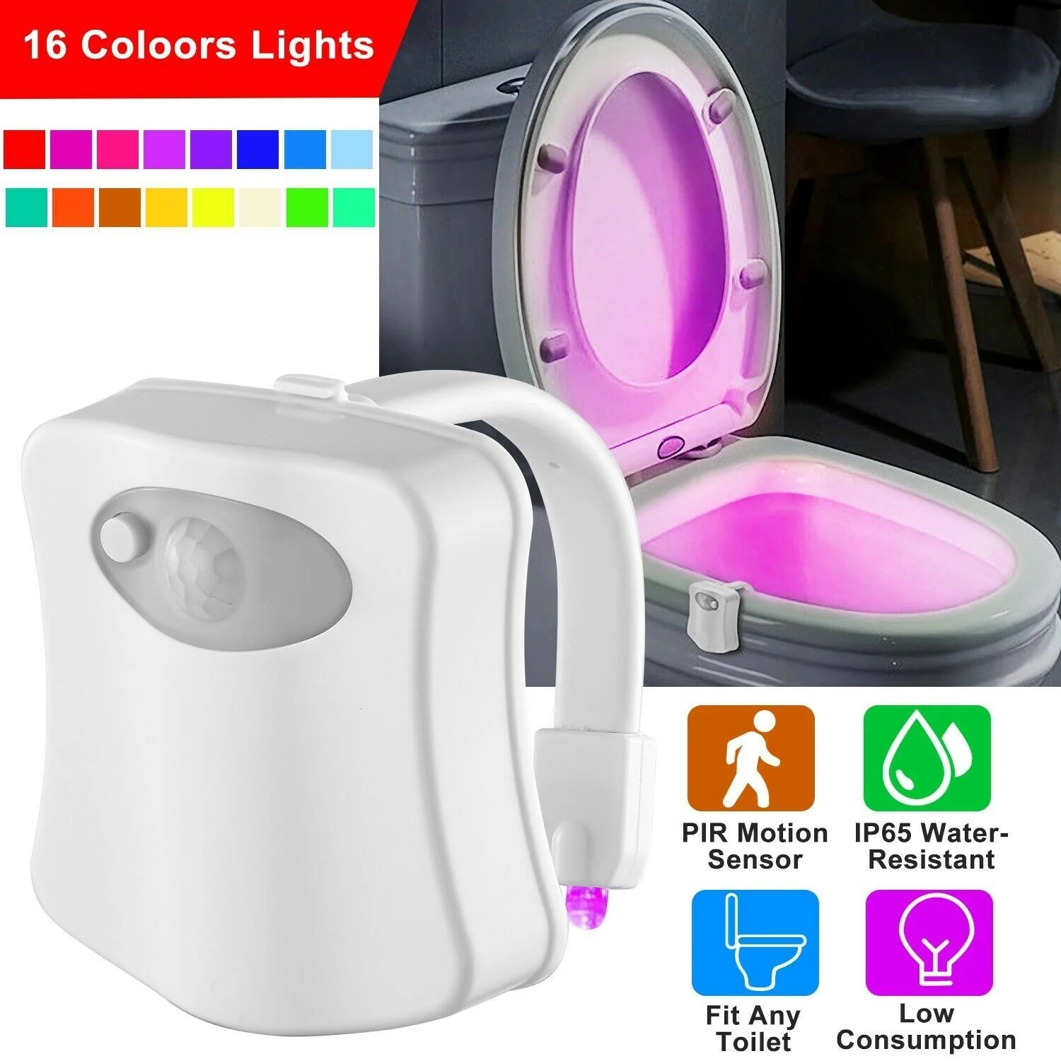 LED 16 Color Toilet Night Light Motion Sensor Activated Bathroom Waterproof Seat fishing accessories
LED 16 Color Toilet Night Light Motion Sensor Activated Bathroom Waterproof Seat fishing accessories