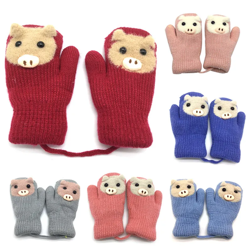 Новые милые детские перчатки с героями мультфильмов для 3-5 лет зимние толстые
