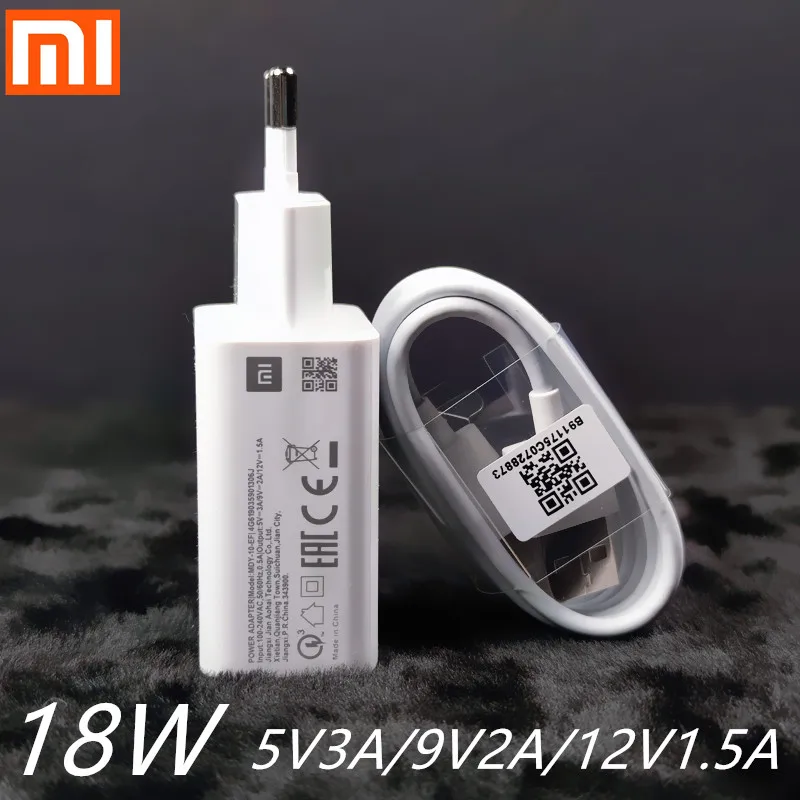 Быстрое зарядное устройство Xiaomi mi6 18 Вт адаптер питания QC3.0 кабель USB Type C для Mi 9se 8