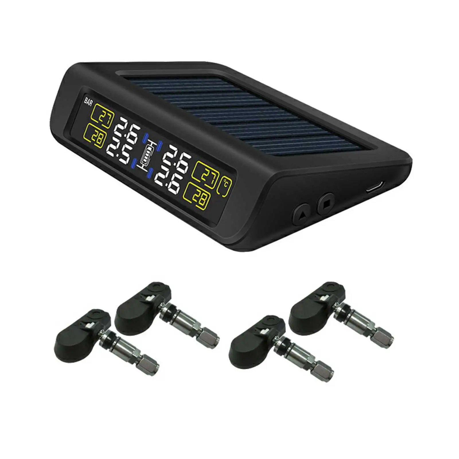 Car TPMS Tyre Pressure Monitoring System Solar Power Digital LCD Display Auto Security Alarm Systems Pressure External Sensor
Car TPMS Tyre Pressure Monitoring System Solar Power Digital LCD Display Auto Security Alarm Systems Pressure External Sensor