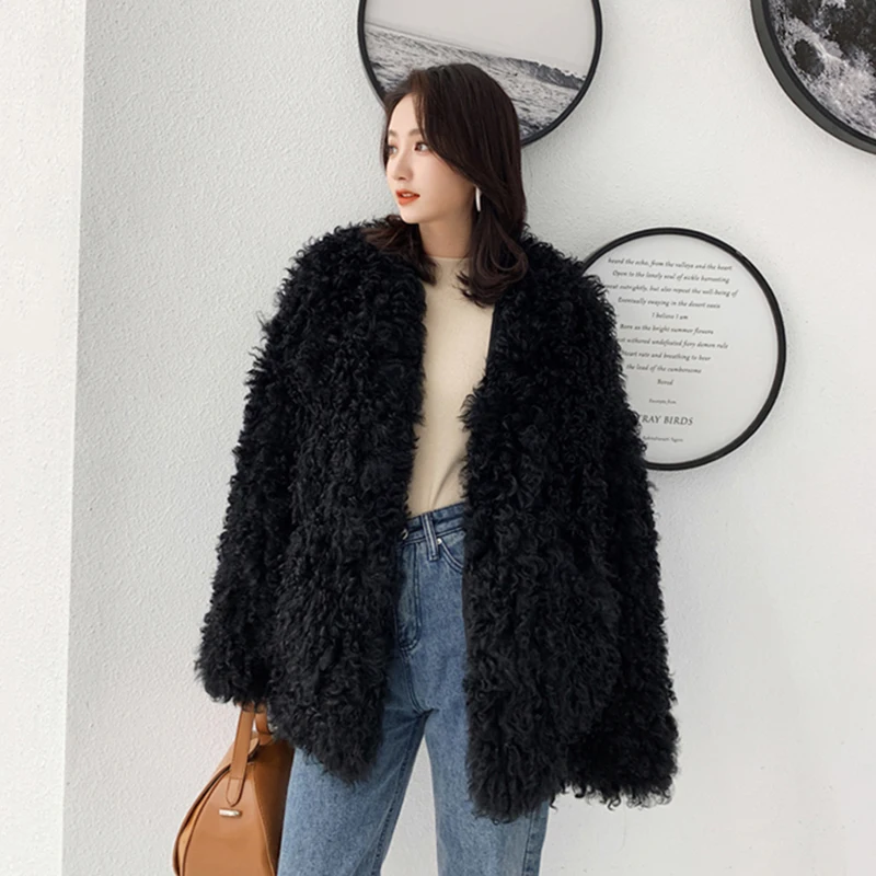 rf0250B Knitted Long Sleeve Winter Outwear Natural Fur Coat Oversized Black Color Real Sheep Fur Coat for Women
rf0250B Knitted Long Sleeve Winter Outwear Natural Fur Coat Oversized Black Color Real Sheep Fur Coat for Women