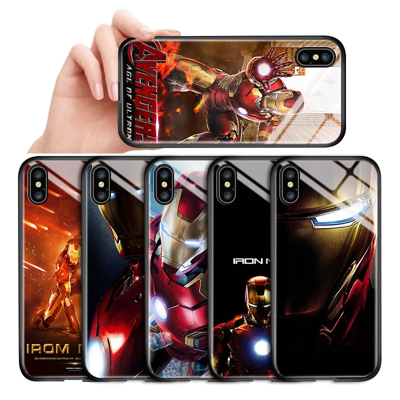 Чехол из закаленного стекла для iPhone 11 12 Pro XS Max XR 8 7 6 6S Plus X Avenger Superhero Ironman 2020
