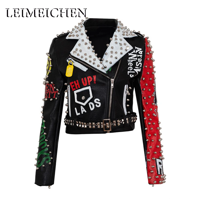 LEIMEICHEN, новые модные пальто из искусственной кожи с граффити, заклепками и бисером, женская кожаная куртка с мультяшным принтом, укороченная ...
LEIMEICHEN, новые модные пальто из искусственной кожи с граффити, заклепками и бисером, женская кожаная куртка с мультяшным принтом, укороченная ...