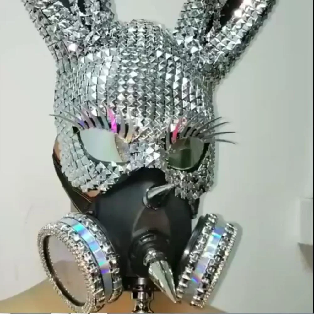 gogo men women DJ collar dance stage show Cosplay Masks Rivet bright diamond bunny mask
gogo men women DJ collar dance stage show Cosplay Masks Rivet bright diamond bunny mask