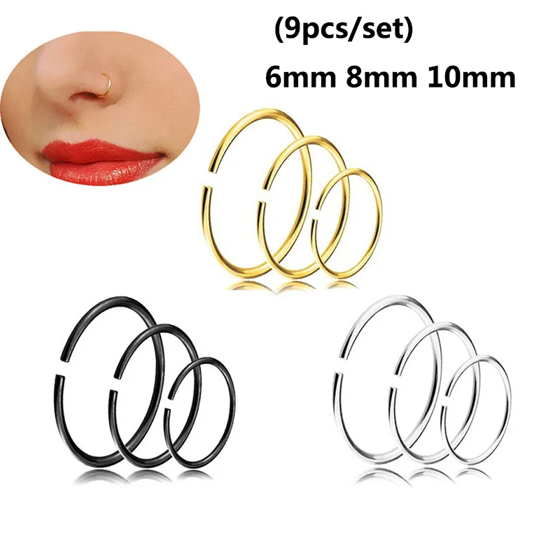 9Pcs Sexy Stainless Steel Body Jewelry Seamless Segment Rings Nose Hoops Ear Piercing Tragus Nose Rings Ear Cartiliage Tragus
9Pcs Sexy Stainless Steel Body Jewelry Seamless Segment Rings Nose Hoops Ear Piercing Tragus Nose Rings Ear Cartiliage Tragus