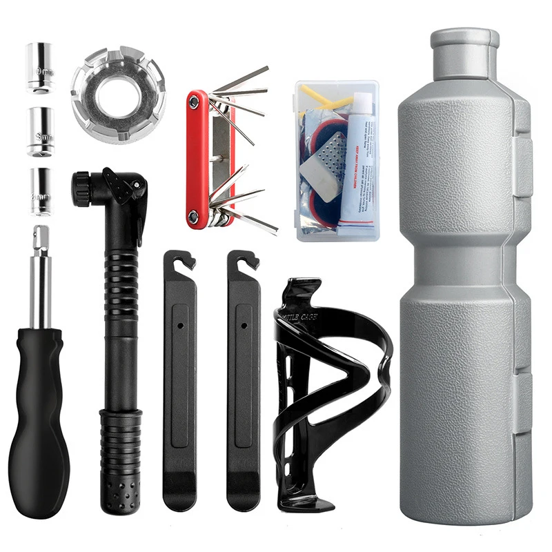 8 In 1 Bike Accessories Bicycle Tire Repair Tools Kit Portable MTB Kettle Bottle Pump Tool Box Outdoor Cycling Equipment
8 In 1 Bike Accessories Bicycle Tire Repair Tools Kit Portable MTB Kettle Bottle Pump Tool Box Outdoor Cycling Equipment