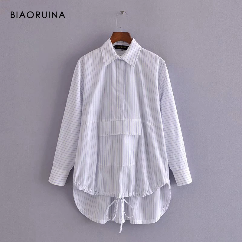 BIAORUINA Women's Striped Loose Casual Long Shirt Pocket Buttons Drawstring Female 2021 Spring Comfortable Fashion Blouse Tops
BIAORUINA Women's Striped Loose Casual Long Shirt Pocket Buttons Drawstring Female 2021 Spring Comfortable Fashion Blouse Tops