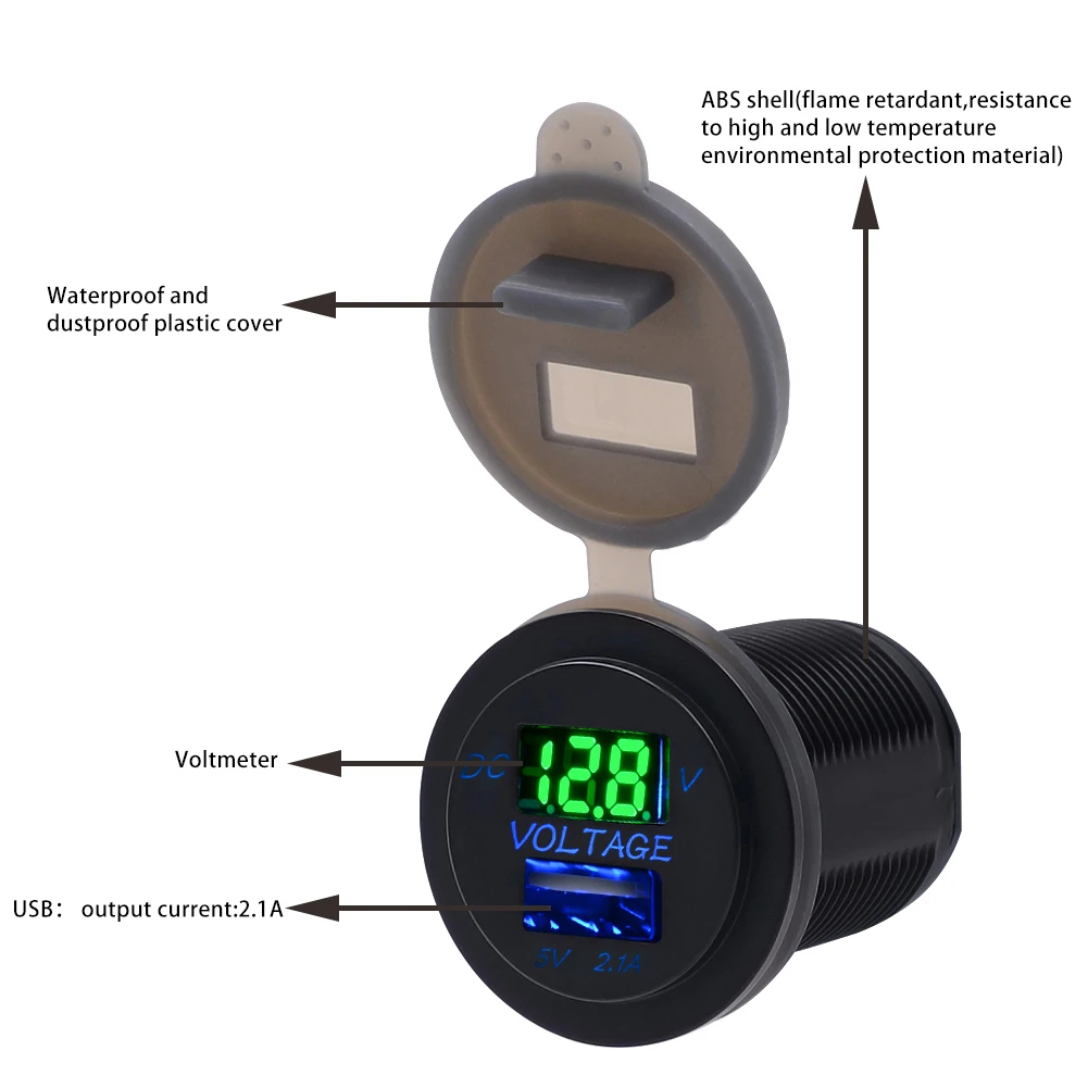 USB Car Mobile Phone Quick Charger Automobile Yacht Modified Voltmeter Voltage Detection Adapter 2 In 1
USB Car Mobile Phone Quick Charger Automobile Yacht Modified Voltmeter Voltage Detection Adapter 2 In 1