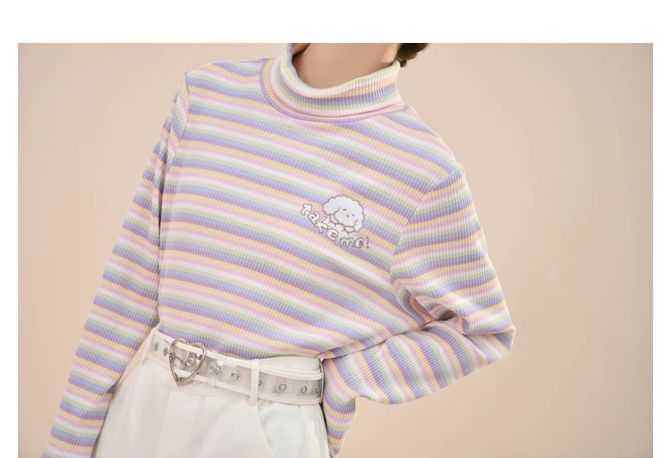 Harajuku Sweets Striped Women T-shirts 2021 Autumn Cute Top Long Sleeve Female Clothing Kawaii Vintage Ribbed Turtleneck T Shirt
Harajuku Sweets Striped Women T-shirts 2021 Autumn Cute Top Long Sleeve Female Clothing Kawaii Vintage Ribbed Turtleneck T Shirt