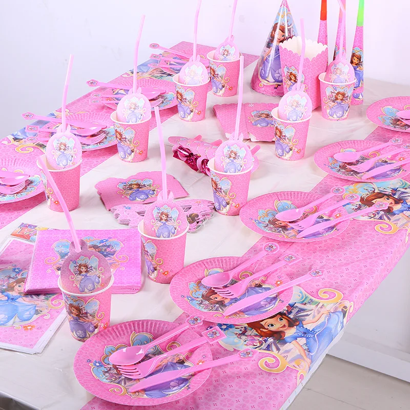 120Pcs/Lot Cartoon Disney Sofia Theme Disposable Cup Plate Birthday Party Decoration Tableware Supplies For Kid
120Pcs/Lot Cartoon Disney Sofia Theme Disposable Cup Plate Birthday Party Decoration Tableware Supplies For Kid
