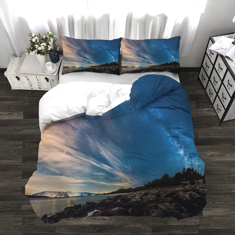 3pcs Duvet Cover Set Customizable Polyester Stylish Durable Seaside Starry Sky Art Style Comforter Bedding Set AU US UK Size
3pcs Duvet Cover Set Customizable Polyester Stylish Durable Seaside Starry Sky Art Style Comforter Bedding Set AU US UK Size
