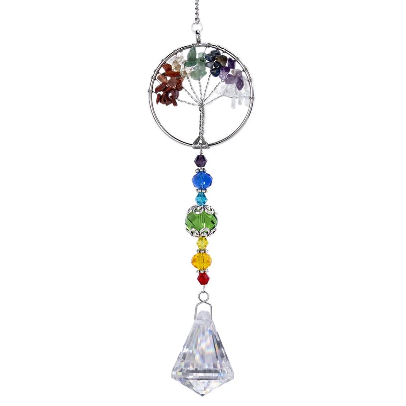 H&D Chakra Healing Natural Stone Tree of Life Suncatcher Window Hanging Ornament Rainbow Maker Collection For Home Garden Decor
H&D Chakra Healing Natural Stone Tree of Life Suncatcher Window Hanging Ornament Rainbow Maker Collection For Home Garden Decor