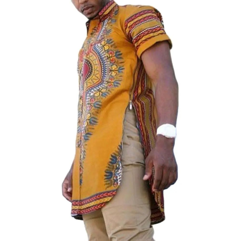 African Fashion Men‘s Short Sleeve Shirts Split Design Dashiki Print Male Wedding Garment Customized
African Fashion Men‘s Short Sleeve Shirts Split Design Dashiki Print Male Wedding Garment Customized