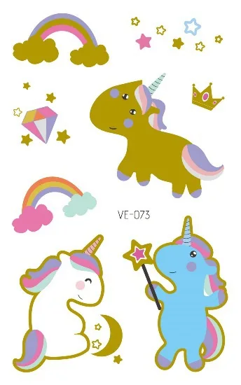 Cute Unicorn Rainbow Waterproof Tattoos Gold Temporary Tattoo Stickers for Kids Bronzing Stars Diamond Tatoo Girls Art Tatto
Cute Unicorn Rainbow Waterproof Tattoos Gold Temporary Tattoo Stickers for Kids Bronzing Stars Diamond Tatoo Girls Art Tatto