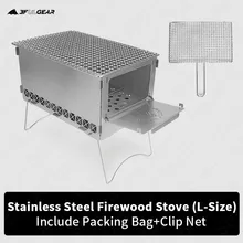 3F UL GEAR Ultralight Card Style Firewood Stove Camping Detachable Stainless Steel BBQ Stove Picnic Family Party Free Give Glove