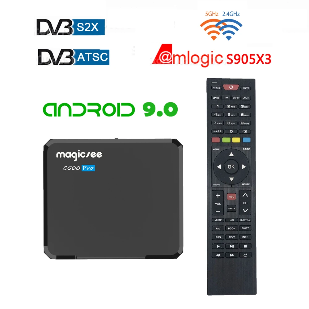 Magicsee c500 Pro s905x3 Android Tv Box Digital Satellite Receiver DVB-S2X/ATSC DVB Android 4k tvbox For Mexico / USA / Canada 
Magicsee c500 Pro s905x3 Android Tv Box Digital Satellite Receiver DVB-S2X/ATSC DVB Android 4k tvbox For Mexico / USA / Canada