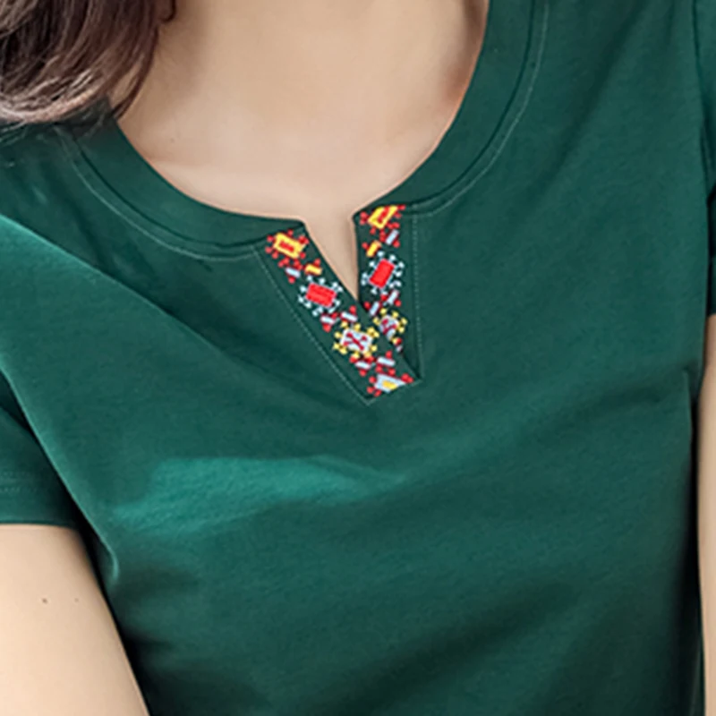 LJSXLS Embroidered V-neck Short Sleeve Tshirt Cotton Korean Plus Size Woman Clothes 2021 Summer Clothes Tops Tee Shirt Femme
LJSXLS Embroidered V-neck Short Sleeve Tshirt Cotton Korean Plus Size Woman Clothes 2021 Summer Clothes Tops Tee Shirt Femme