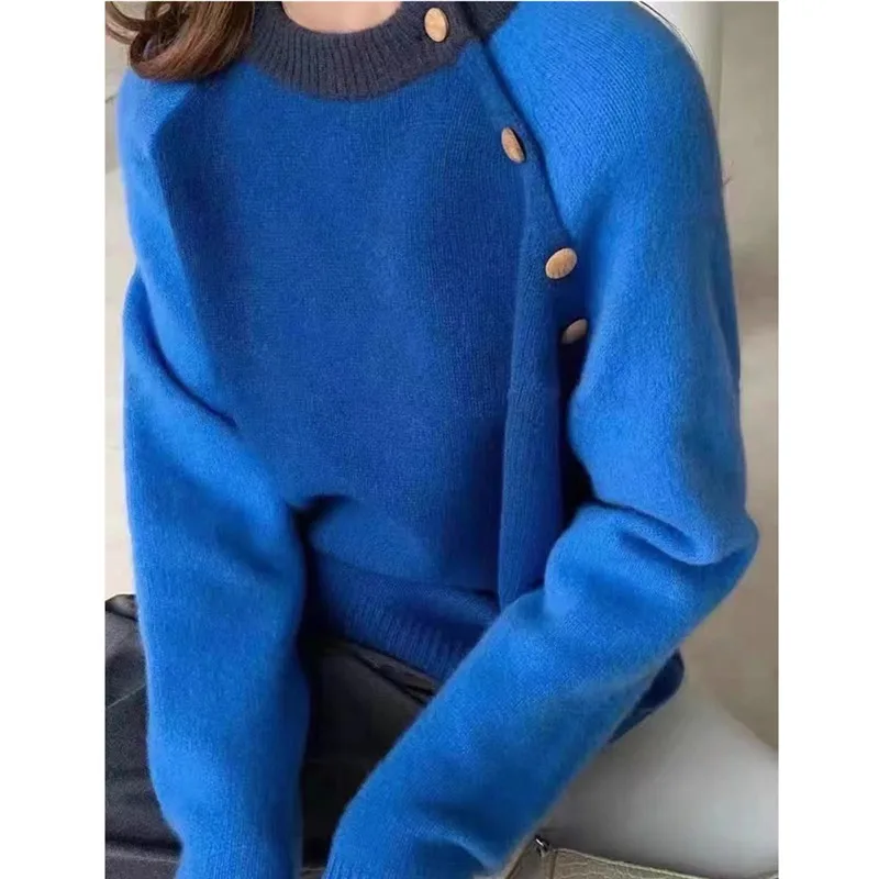 Color Blocking 2021 Women Autumn Winter Sweaters Knitted Fashionable Vintage Klein Blue Pullovers Lady Tops
Color Blocking 2021 Women Autumn Winter Sweaters Knitted Fashionable Vintage Klein Blue Pullovers Lady Tops