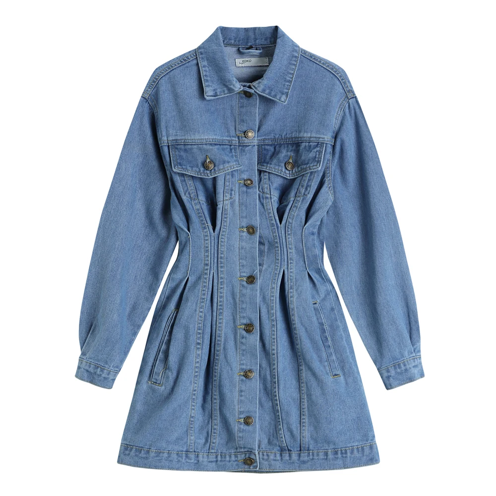 2021 Autumn New Women Slim Denim Dress Fashion Vintage Single-Breasted Long Sleeve Chic Pockets Jean Jackets Dresses Elegent
2021 Autumn New Women Slim Denim Dress Fashion Vintage Single-Breasted Long Sleeve Chic Pockets Jean Jackets Dresses Elegent