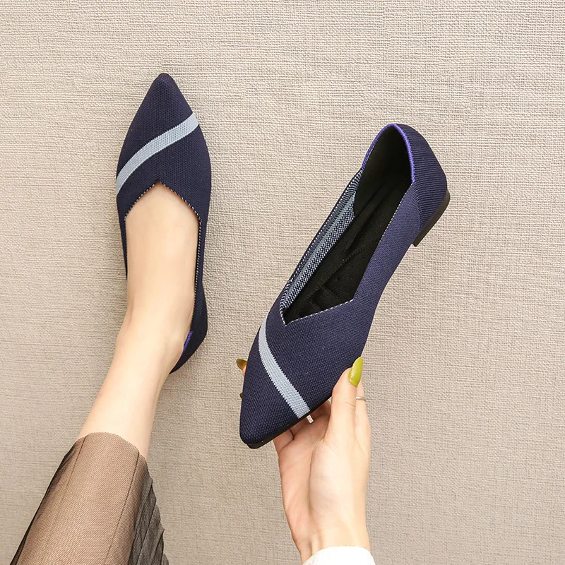 Casual Woman Shoe Knitting Flats Pointed Toe Female Footwear Slip-on Shallow Mouth Dress Slip On Summer Basic Striped Cotton Fab
Casual Woman Shoe Knitting Flats Pointed Toe Female Footwear Slip-on Shallow Mouth Dress Slip On Summer Basic Striped Cotton Fab
