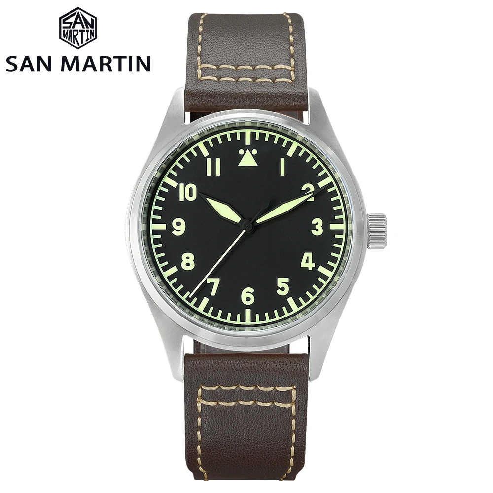 San Martin Pilot Military Watch Men's Watches Simple Style Mechanical Vintage Leather Strap 200m Waterproof Luminous
San Martin Pilot Military Watch Men's Watches Simple Style Mechanical Vintage Leather Strap 200m Waterproof Luminous