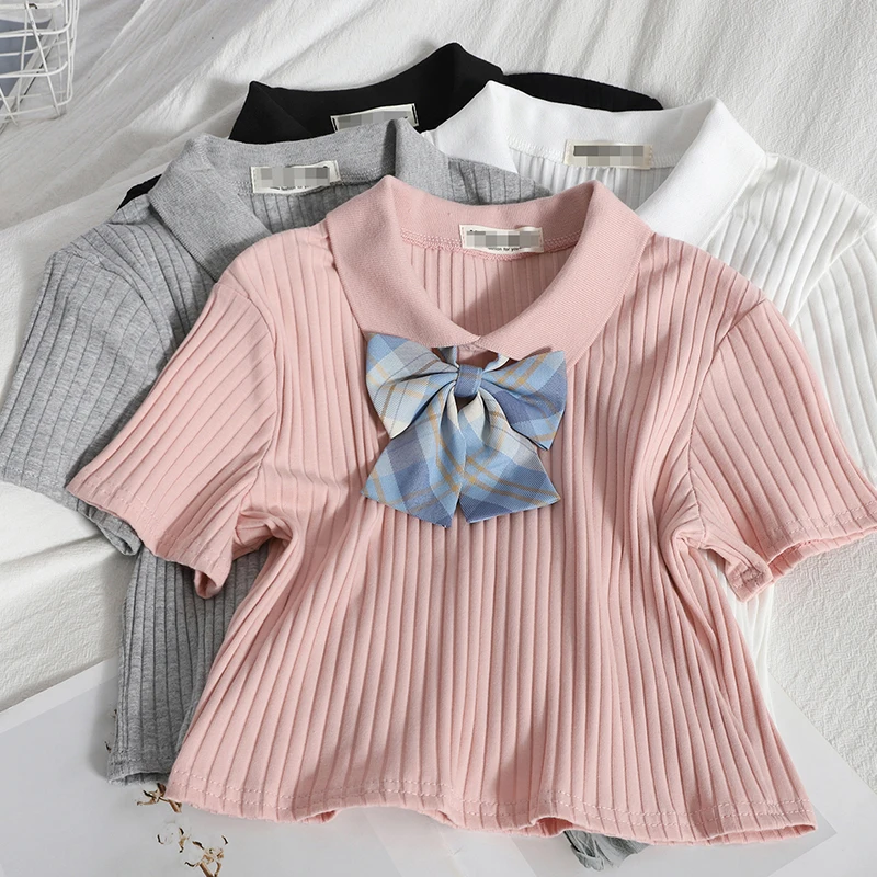 Sweet Girls Stylish Bow Short Crop Top Preppy Style Women Casual Solid Slim T Shirt Chic Camiseta Mujer 2021 Summer
Sweet Girls Stylish Bow Short Crop Top Preppy Style Women Casual Solid Slim T Shirt Chic Camiseta Mujer 2021 Summer