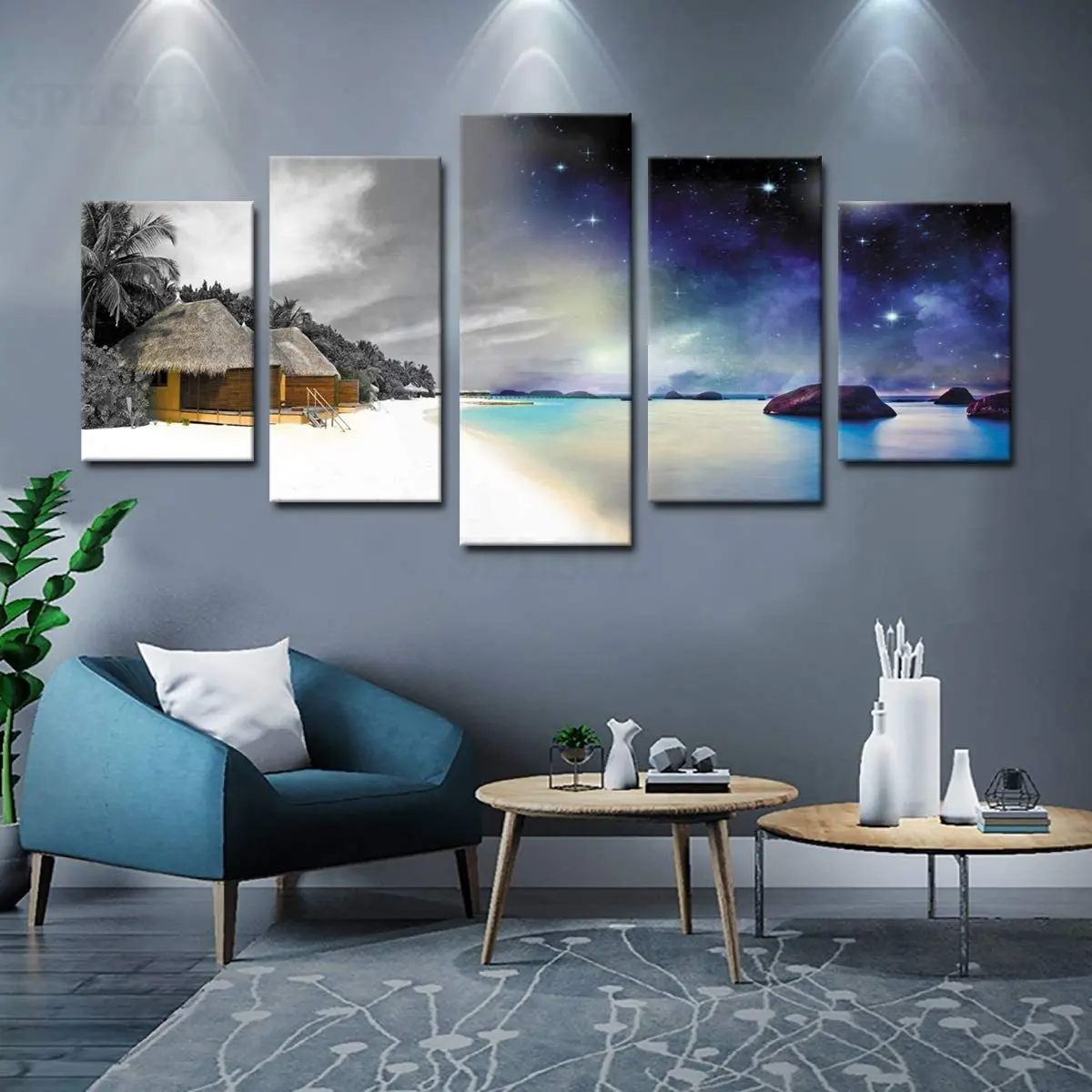 Huge Sea Canvas Wall Art Landscape Night Painting Print 5pcs Artwork Home Decor for Bedroom NO Framed
Huge Sea Canvas Wall Art Landscape Night Painting Print 5pcs Artwork Home Decor for Bedroom NO Framed