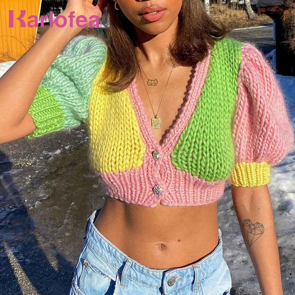 Kealofea Fall Knitted Cardigan Short Sleeve Tops Fashion Streetwear Outfits Clothing Women Kawaii Patchwork Crop Top Sweaters
Kealofea Fall Knitted Cardigan Short Sleeve Tops Fashion Streetwear Outfits Clothing Women Kawaii Patchwork Crop Top Sweaters