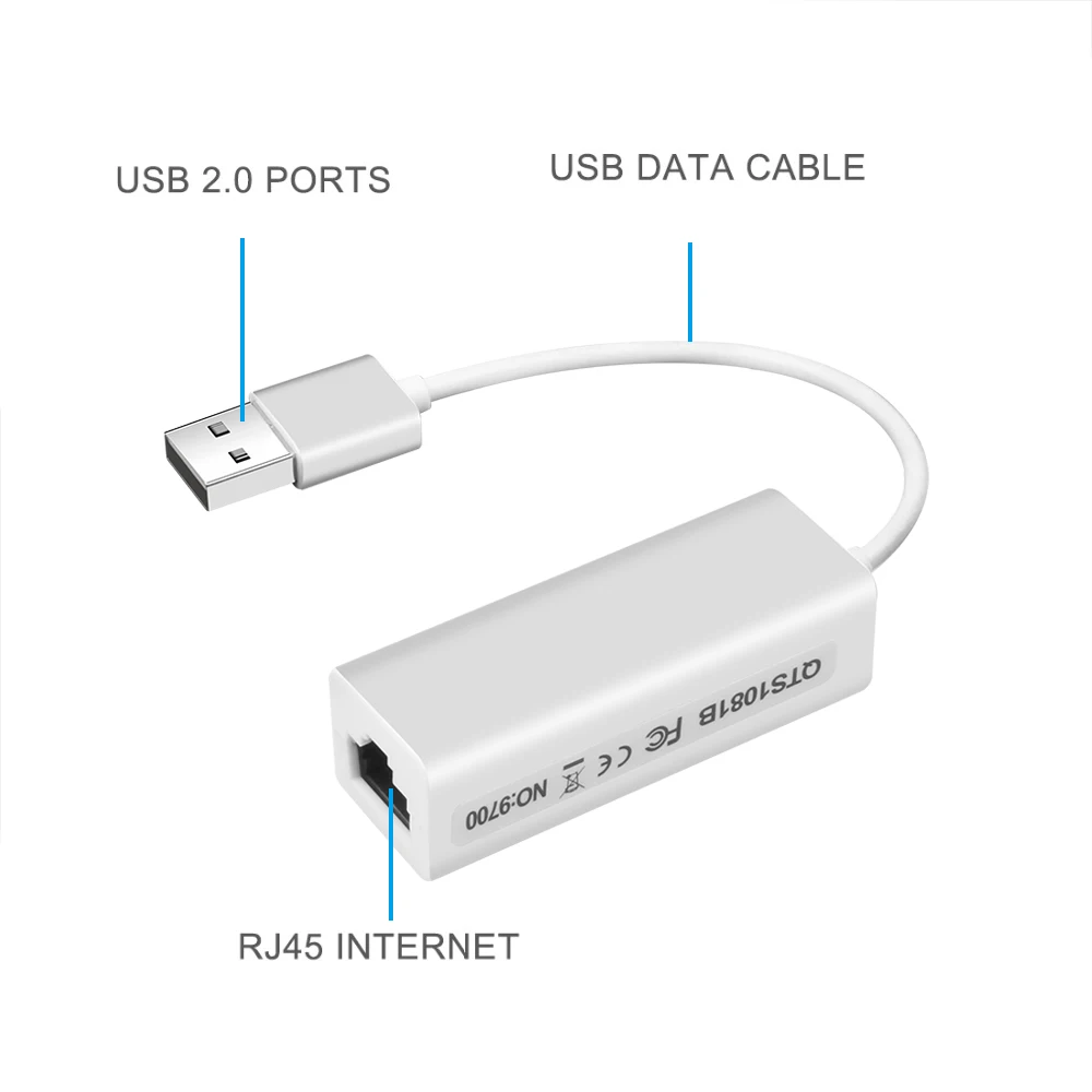 Высокоскоростной сетевой адаптер USB 2 0/RJ45 0/Ethernet 10 Мбит/с для Windows 7 ПК ноутбука