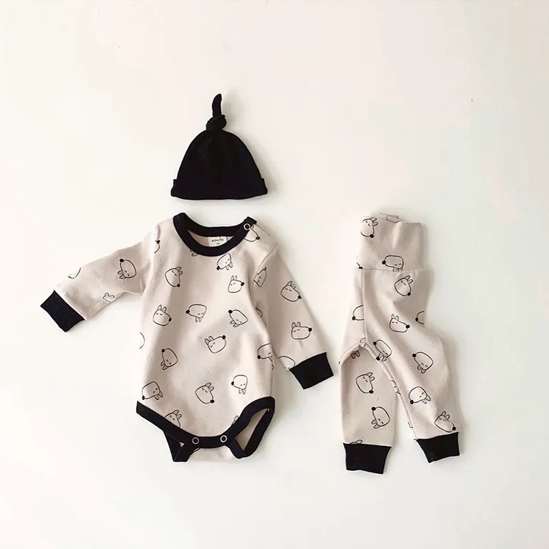 3Pcs Set Newborn Infant Baby Rompers With Hat Long Pants Cartoon Printted Cotton Creeper Suit Children Clothes Kids Clothing 
3Pcs Set Newborn Infant Baby Rompers With Hat Long Pants Cartoon Printted Cotton Creeper Suit Children Clothes Kids Clothing