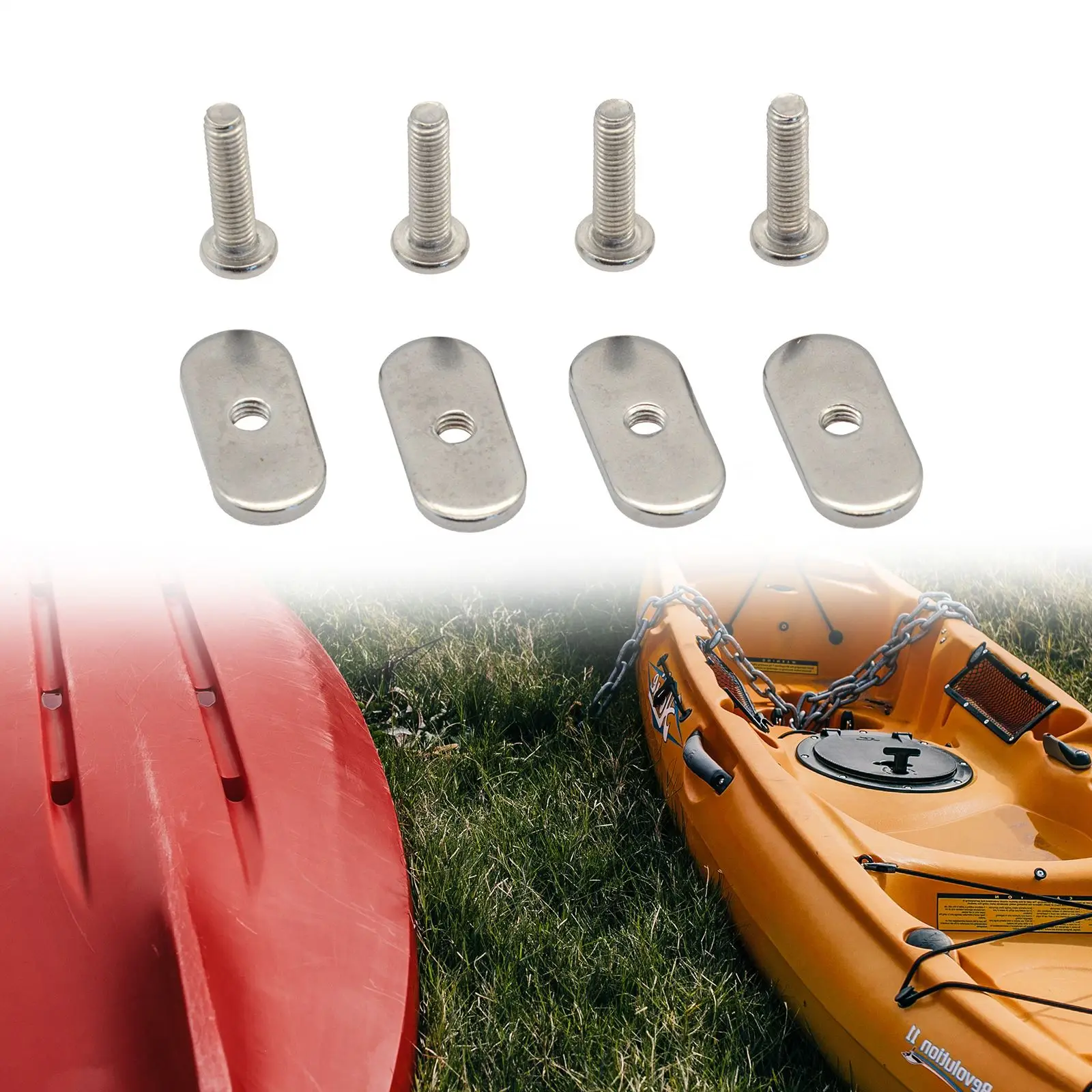 Kayak Rail Screw Stainless Steel Kayak Rail Tool 4 Screws+ 4 Nuts Easy Install Rustproof Kayak Mounting Replacement Compact
Kayak Rail Screw Stainless Steel Kayak Rail Tool 4 Screws+ 4 Nuts Easy Install Rustproof Kayak Mounting Replacement Compact