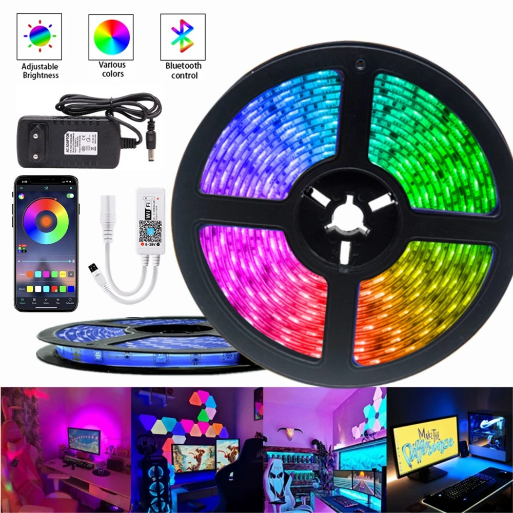 Светодиодная лента RGB, 12 В постоянного тока, лента с диодами, гирлянда для спальни, украшение для телевизора, фона, гибкая лента, лампа с Wi-Fi уп...
Светодиодная лента RGB, 12 В постоянного тока, лента с диодами, гирлянда для спальни, украшение для телевизора, фона, гибкая лента, лампа с Wi-Fi уп...