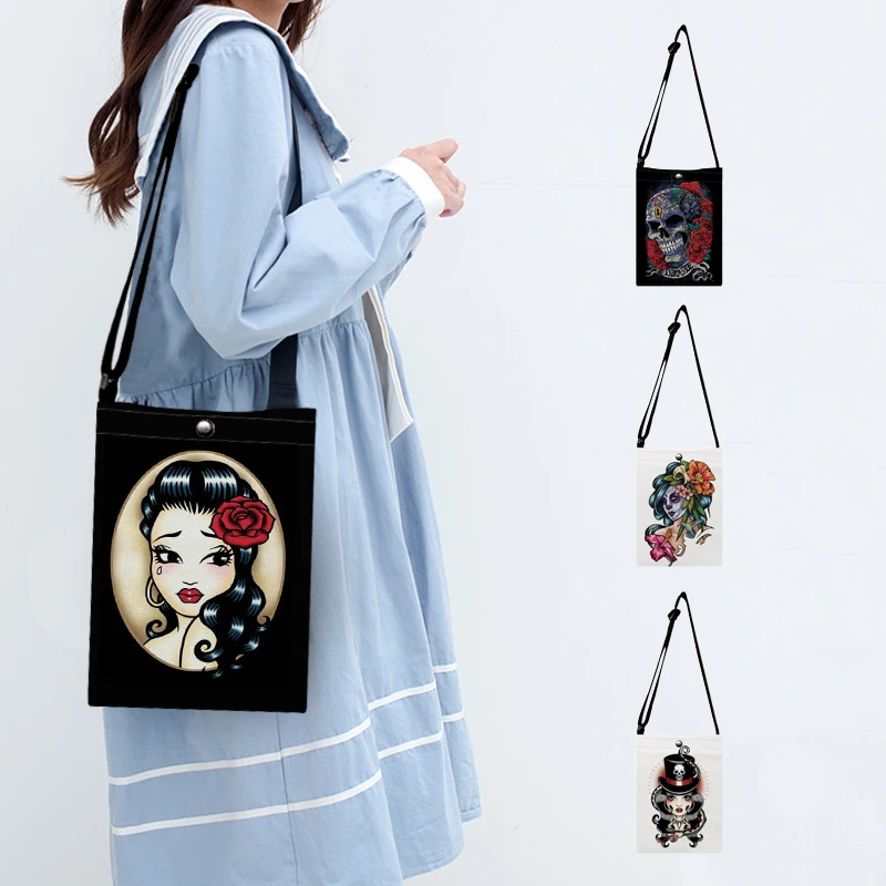 Day of The Dead Floral Skull Girl Tattoo Print Women Cross Body Shoulder Bag Girls Ladies Summer Small Mesager Bags Handbags
Day of The Dead Floral Skull Girl Tattoo Print Women Cross Body Shoulder Bag Girls Ladies Summer Small Mesager Bags Handbags