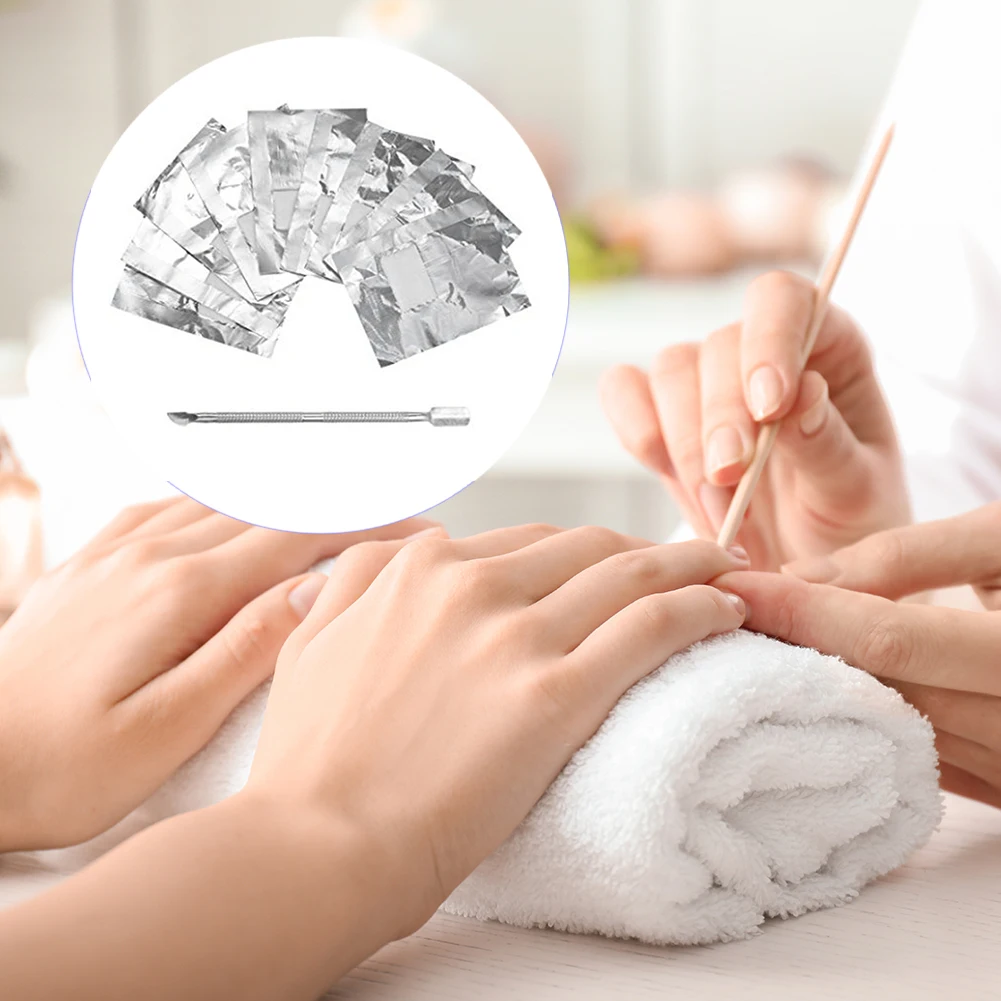 200pcs Professional Manicure Tools Compact and Portable Carry Convenient Nail Art Tin Foil and 1pc Nail Dead Skin Pusher
200pcs Professional Manicure Tools Compact and Portable Carry Convenient Nail Art Tin Foil and 1pc Nail Dead Skin Pusher