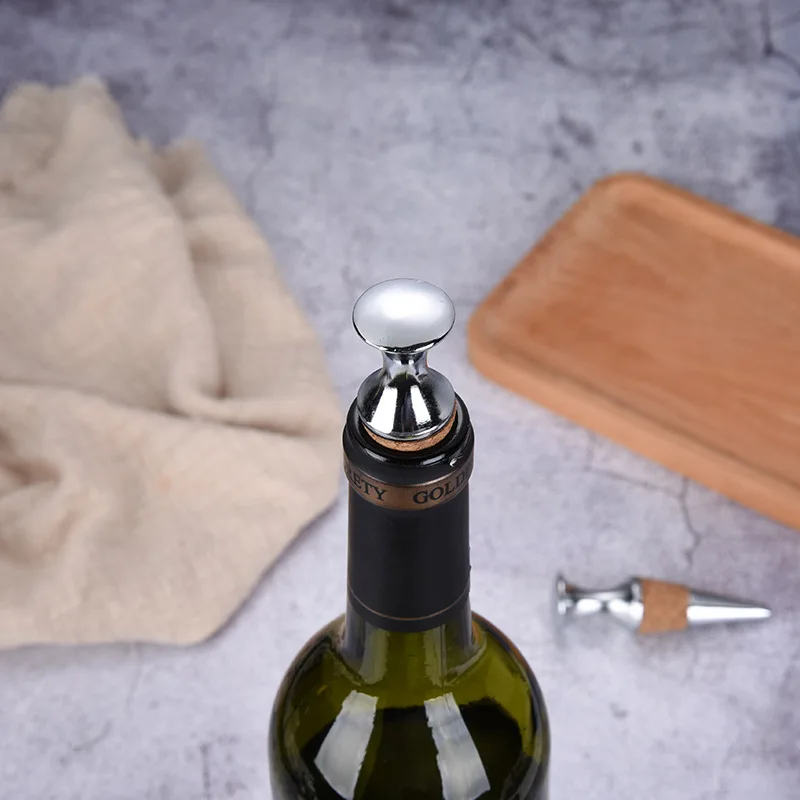 

1pcs 8x2.2cm Zinc Alloy Flat-head Cork Wine Stopper Bar Tools Barware Fresh-keeping Sealing Stopper Airtight Wine Stopper