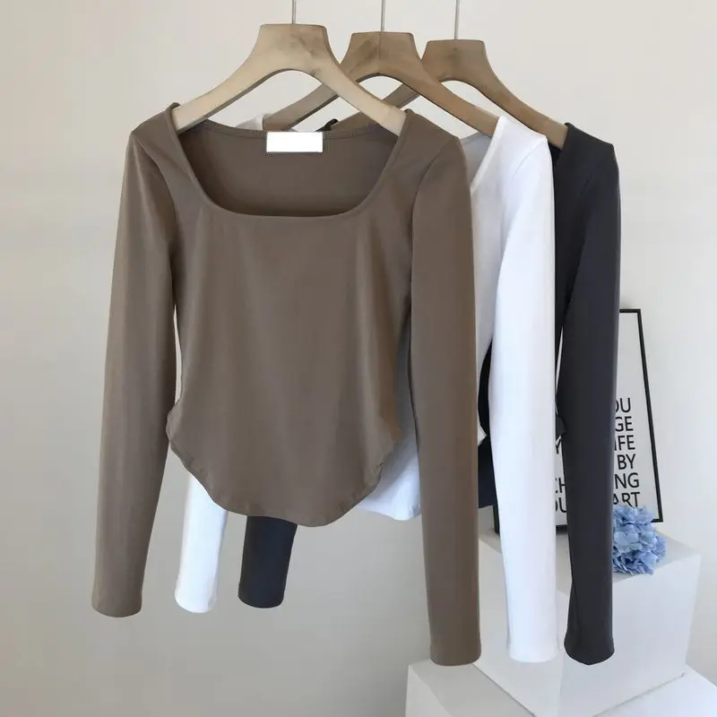 Autumn Irregular Tight-Fitting Square Collar Sexy Women Solid Short T-Shirts Long Sleeve Bottoming T-Shirts Top All Match
Autumn Irregular Tight-Fitting Square Collar Sexy Women Solid Short T-Shirts Long Sleeve Bottoming T-Shirts Top All Match