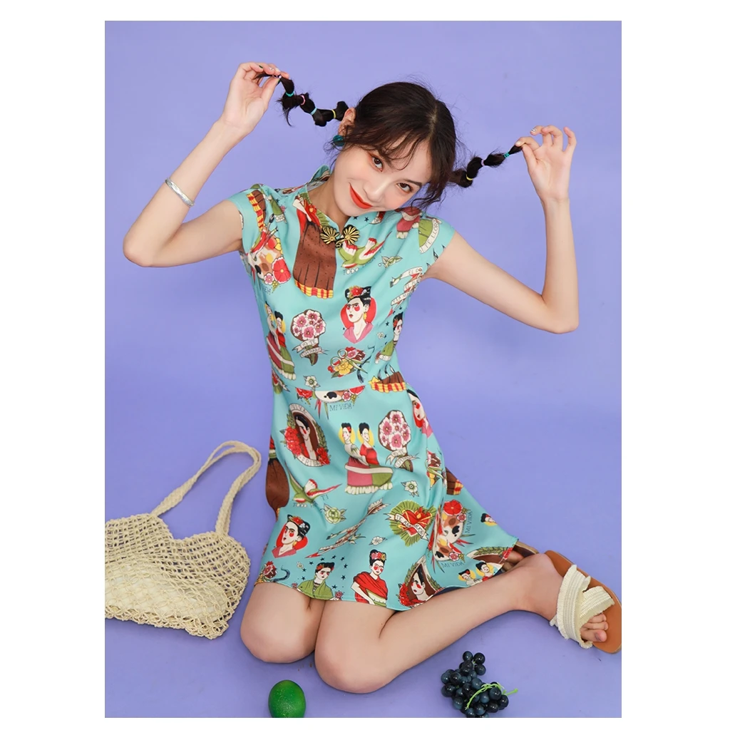 2020 Spring and Summer New Spot Real Shooting Art Retro Style Improved Cheongsam Printed A-line Dress
2020 Spring and Summer New Spot Real Shooting Art Retro Style Improved Cheongsam Printed A-line Dress