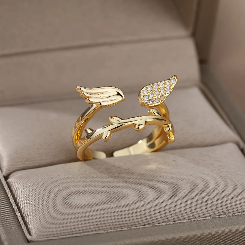 Double Layered Zircon Angel Wings Open Rings For Women Leaves Crystal Finger Ring Wedding Couple Jewelry Gift Bijoux Femme
Double Layered Zircon Angel Wings Open Rings For Women Leaves Crystal Finger Ring Wedding Couple Jewelry Gift Bijoux Femme