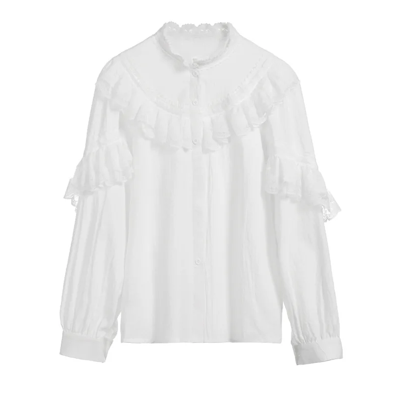 2021 spring and summer new temperament lace stitching stand-up collar shirt ruffled bottoming long-sleeved temperament top women
2021 spring and summer new temperament lace stitching stand-up collar shirt ruffled bottoming long-sleeved temperament top women